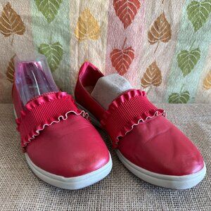 Earth Origins Ellis Women's Red Leather Ruffle Casual Comfort Slip On 9 wide